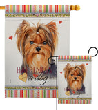 Yorkie Happiness - Pets Nature Vertical Impressions Decorative Flags HG110235 Made In USA
