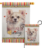 White Chihuahua Happiness - Pets Nature Vertical Impressions Decorative Flags HG110247 Made In USA