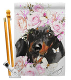 Dachshund Floral - Pets Nature Vertical Impressions Decorative Flags HG110132 Made In USA