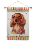 Long Hair Dachshund Happiness - Pets Nature Vertical Impressions Decorative Flags HG110170 Made In USA