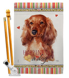 Long Hair Dachshund Happiness - Pets Nature Vertical Impressions Decorative Flags HG110170 Made In USA