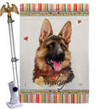 German Shepherd Happiness - Pets Nature Vertical Impressions Decorative Flags HG110190 Made In USA