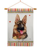 German Shepherd Happiness - Pets Nature Vertical Impressions Decorative Flags HG110190 Made In USA