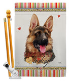 German Shepherd Happiness - Pets Nature Vertical Impressions Decorative Flags HG110190 Made In USA