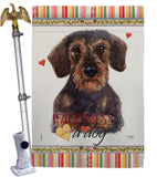 Miniature Dachshund Happiness - Pets Nature Vertical Impressions Decorative Flags HG110196 Made In USA