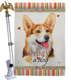 Pembroke Welsh Corgi Happiness - Pets Nature Vertical Impressions Decorative Flags HG110202 Made In USA
