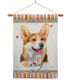 Pembroke Welsh Corgi Happiness - Pets Nature Vertical Impressions Decorative Flags HG110202 Made In USA
