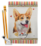 Pembroke Welsh Corgi Happiness - Pets Nature Vertical Impressions Decorative Flags HG110202 Made In USA