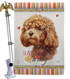 Poodle Happiness - Pets Nature Vertical Impressions Decorative Flags HG110207 Made In USA