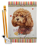 Poodle Happiness - Pets Nature Vertical Impressions Decorative Flags HG110207 Made In USA