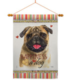 Pug Happiness - Pets Nature Vertical Impressions Decorative Flags HG110210 Made In USA