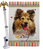 Shetland Sheepdog Happiness - Pets Nature Vertical Impressions Decorative Flags HG110216 Made In USA
