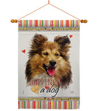 Shetland Sheepdog Happiness - Pets Nature Vertical Impressions Decorative Flags HG110216 Made In USA