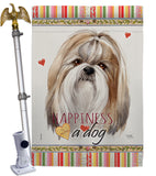 Shih Tzu Happiness - Pets Nature Vertical Impressions Decorative Flags HG110218 Made In USA