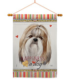 Shih Tzu Happiness - Pets Nature Vertical Impressions Decorative Flags HG110218 Made In USA