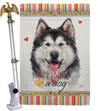 Siberian Husky Happiness - Pets Nature Vertical Impressions Decorative Flags HG110223 Made In USA