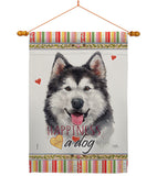Siberian Husky Happiness - Pets Nature Vertical Impressions Decorative Flags HG110223 Made In USA