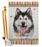 Siberian Husky Happiness - Pets Nature Vertical Impressions Decorative Flags HG110223 Made In USA