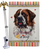 St. Bernard Dog Happiness - Pets Nature Vertical Impressions Decorative Flags HG110226 Made In USA