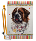 St. Bernard Dog Happiness - Pets Nature Vertical Impressions Decorative Flags HG110226 Made In USA