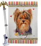 Yorkie Happiness - Pets Nature Vertical Impressions Decorative Flags HG110235 Made In USA