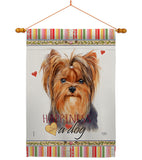 Yorkie Happiness - Pets Nature Vertical Impressions Decorative Flags HG110235 Made In USA