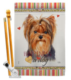 Yorkie Happiness - Pets Nature Vertical Impressions Decorative Flags HG110235 Made In USA