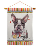 Gray Boston Terrier Happiness - Pets Nature Vertical Impressions Decorative Flags HG110242 Made In USA