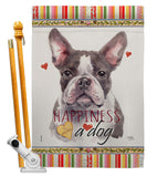 Gray Boston Terrier Happiness - Pets Nature Vertical Impressions Decorative Flags HG110242 Made In USA