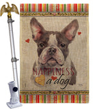 Gray Boston Terrier Happiness - Pets Nature Vertical Impressions Decorative Flags HG110242 Made In USA