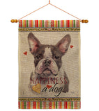 Gray Boston Terrier Happiness - Pets Nature Vertical Impressions Decorative Flags HG110242 Made In USA