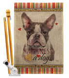 Gray Boston Terrier Happiness - Pets Nature Vertical Impressions Decorative Flags HG110242 Made In USA