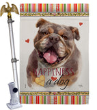 Chocolate Bulldog Happiness - Pets Nature Vertical Impressions Decorative Flags HG110244 Made In USA