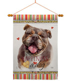 Chocolate Bulldog Happiness - Pets Nature Vertical Impressions Decorative Flags HG110244 Made In USA