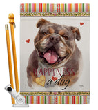 Chocolate Bulldog Happiness - Pets Nature Vertical Impressions Decorative Flags HG110244 Made In USA