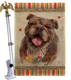 Chocolate Bulldog Happiness - Pets Nature Vertical Impressions Decorative Flags HG110244 Made In USA