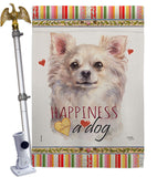 White Chihuahua Happiness - Pets Nature Vertical Impressions Decorative Flags HG110247 Made In USA