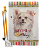 White Chihuahua Happiness - Pets Nature Vertical Impressions Decorative Flags HG110247 Made In USA