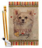 White Chihuahua Happiness - Pets Nature Vertical Impressions Decorative Flags HG110247 Made In USA