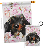 Dachshund Floral - Pets Nature Vertical Impressions Decorative Flags HG110132 Made In USA