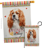 Cavalier King Spaniel Happiness - Pets Nature Vertical Impressions Decorative Flags HG110164 Made In USA