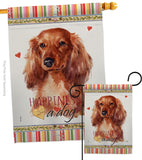 Long Hair Dachshund Happiness - Pets Nature Vertical Impressions Decorative Flags HG110170 Made In USA