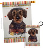 Miniature Dachshund Happiness - Pets Nature Vertical Impressions Decorative Flags HG110196 Made In USA