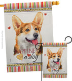 Pembroke Welsh Corgi Happiness - Pets Nature Vertical Impressions Decorative Flags HG110202 Made In USA