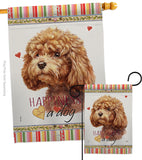 Poodle Happiness - Pets Nature Vertical Impressions Decorative Flags HG110207 Made In USA