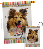 Shetland Sheepdog Happiness - Pets Nature Vertical Impressions Decorative Flags HG110216 Made In USA