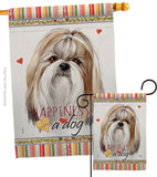 Shih Tzu Happiness - Pets Nature Vertical Impressions Decorative Flags HG110218 Made In USA