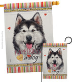 Siberian Husky Happiness - Pets Nature Vertical Impressions Decorative Flags HG110223 Made In USA