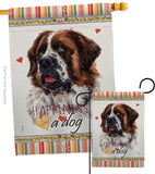 St. Bernard Dog Happiness - Pets Nature Vertical Impressions Decorative Flags HG110226 Made In USA