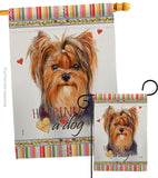 Yorkie Happiness - Pets Nature Vertical Impressions Decorative Flags HG110235 Made In USA